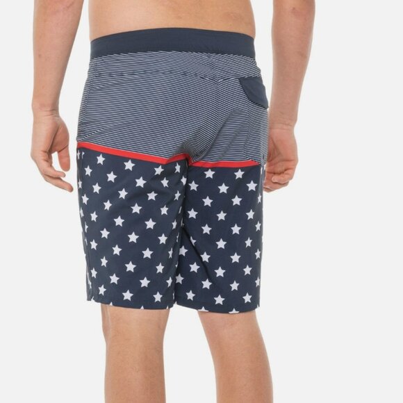 Hurley Men's 20" Length Waist 30 Navy and Red Star Swim Americana Board Shorts - Picture 9 of 9